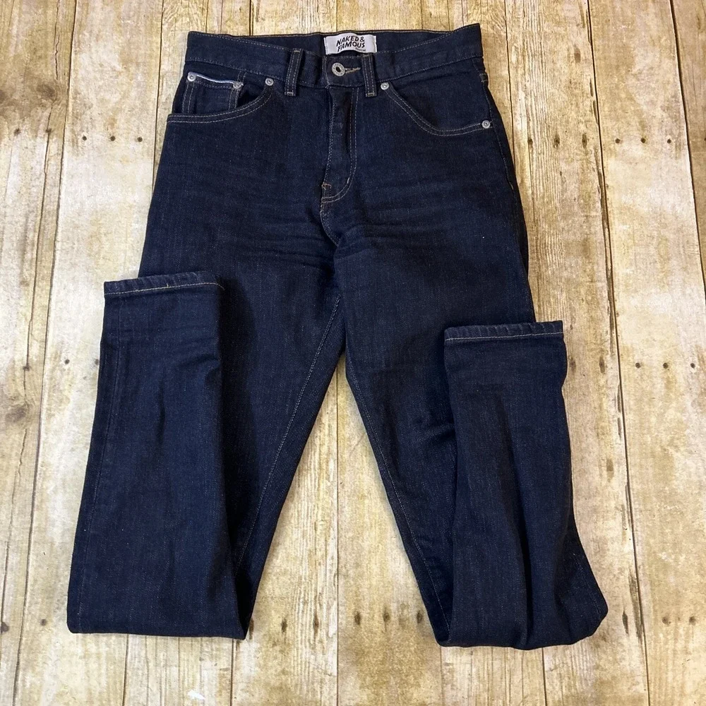 Naked Famous Max Forever Blue Stretch Selvedge Denim Jeans Size 25 (27X31)